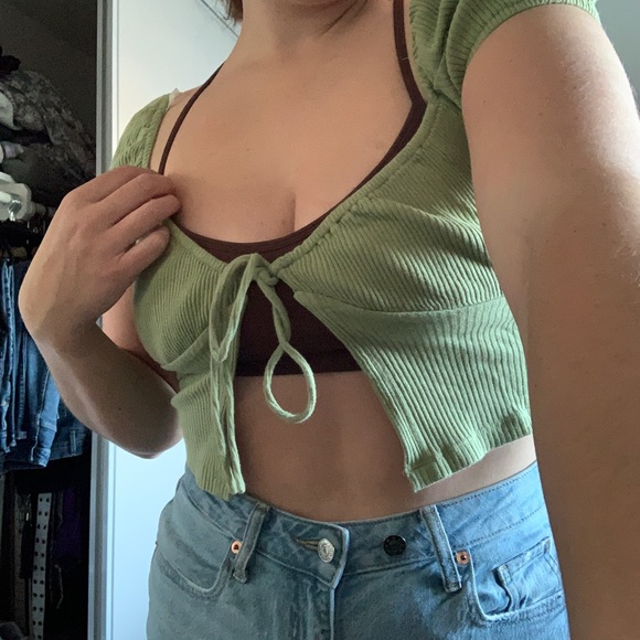 Princess Polly Sage Tie Top - Picture 2 of 5